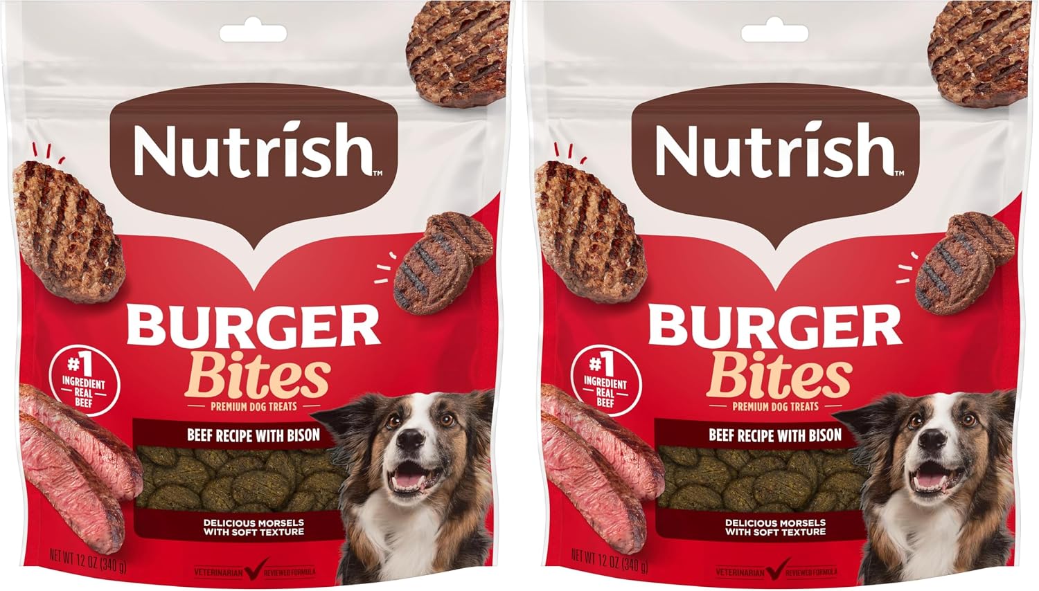 Nutrish Burger Bites Dog Treats, Beef Recipe, 12 oz. Pouch (Rachael Ray)