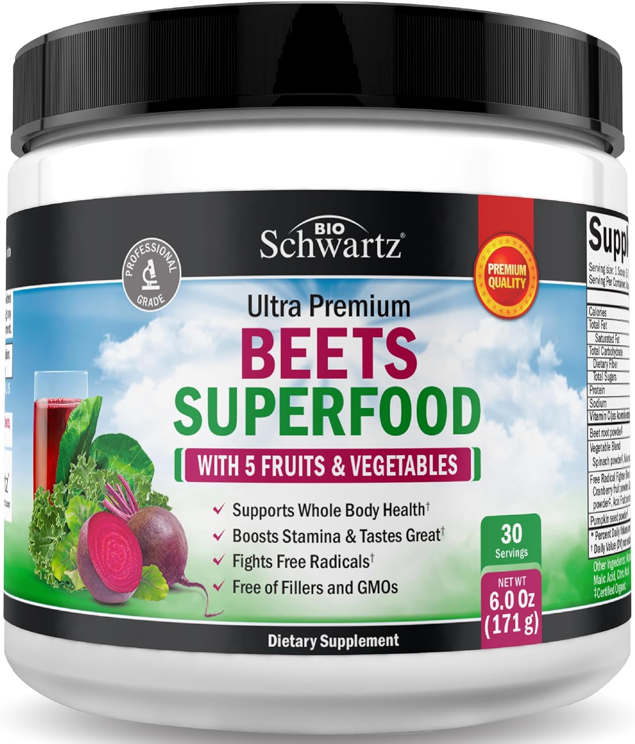 Beet Root Powder - Beets Superfood Supplement with Vitamin C - 30 Servings