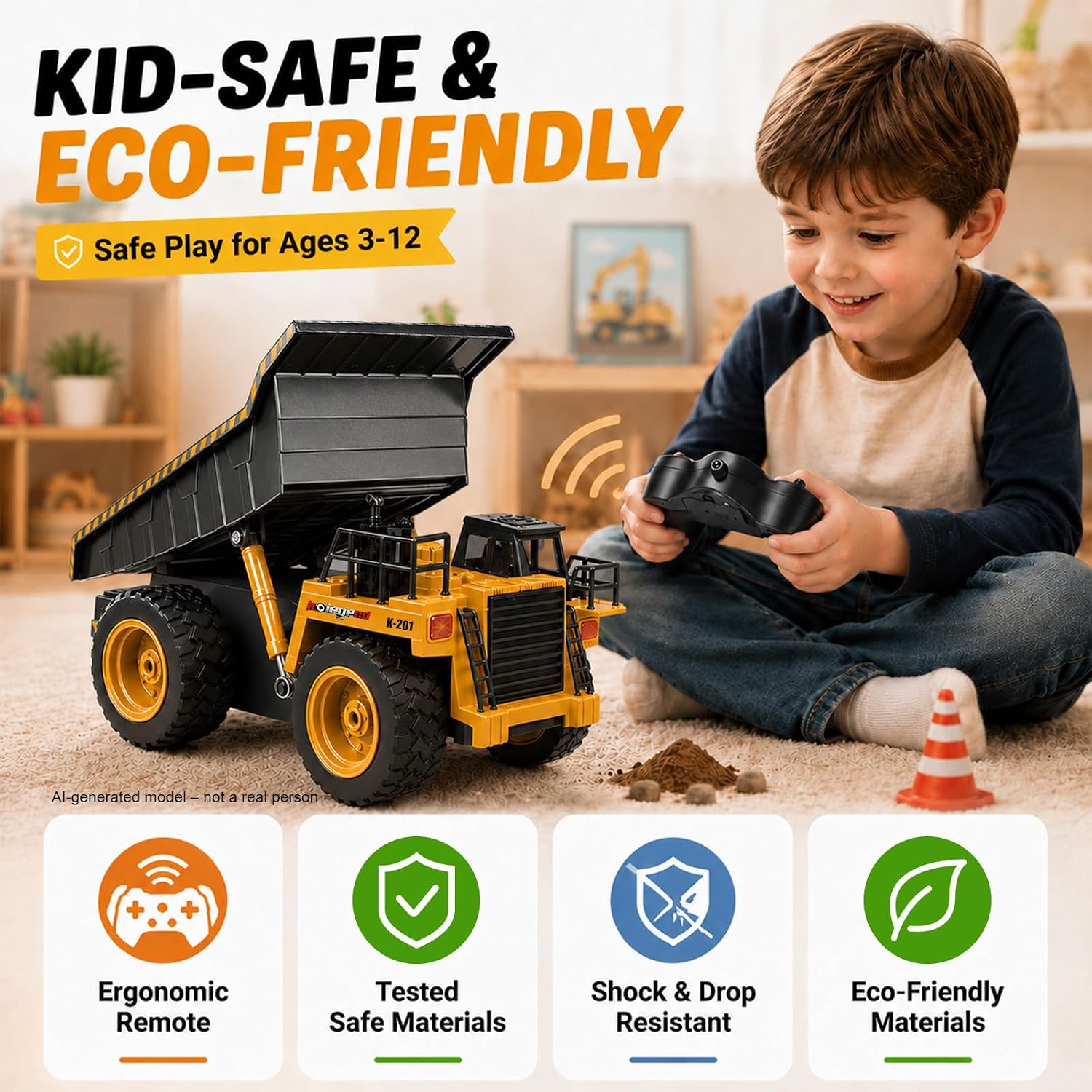 kolegend Remote Control Excavator Toy 1/14 Scale RC Excavator