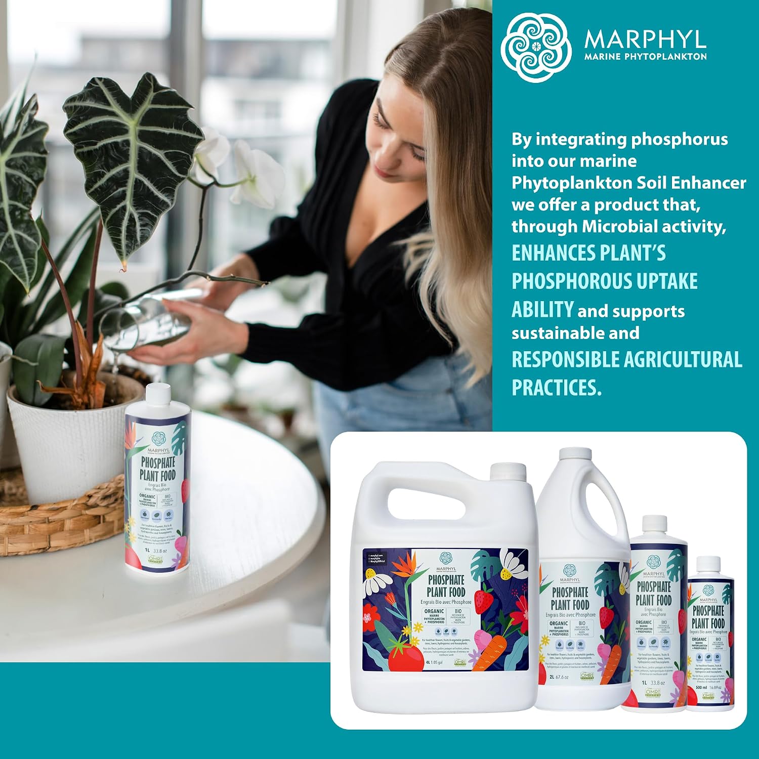 MARPHYL All-Purpose Plant Food – Organic Nutrient-Rich Fertilizer & Soil Enhancer for Indoor & Outdoor Flowers, Vegetables, Succulents, Bamboo & Hydroponics