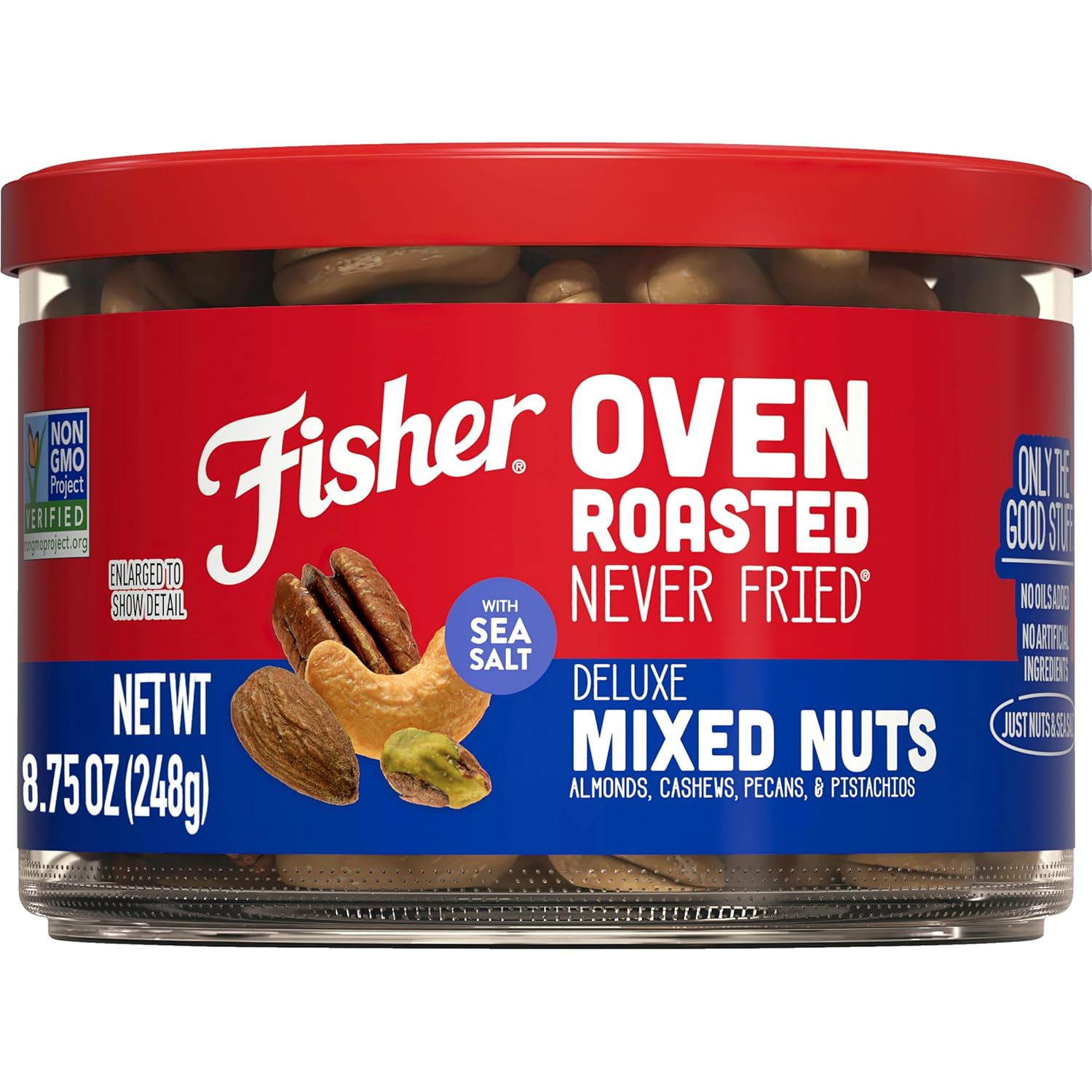 Fisher Oven Roasted Never Fried Deluxe Mixed Nuts, 24 Ounces