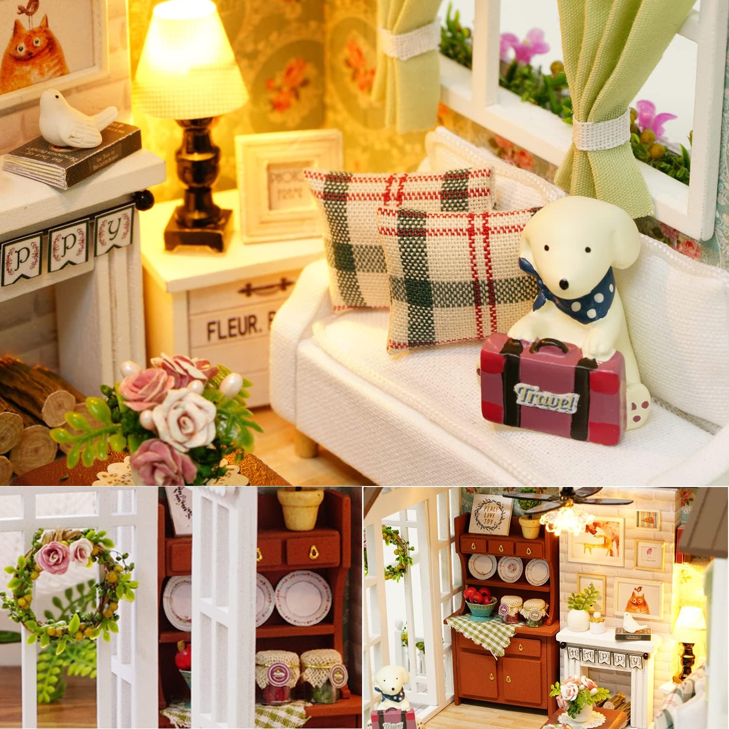 DIY Miniature House Kit with Furniture for Kids Teens Adults Aged 14+ | 1:24 Scale Wooden Mini Doll House Accessories Creative Room Book Nook(Forest Times)