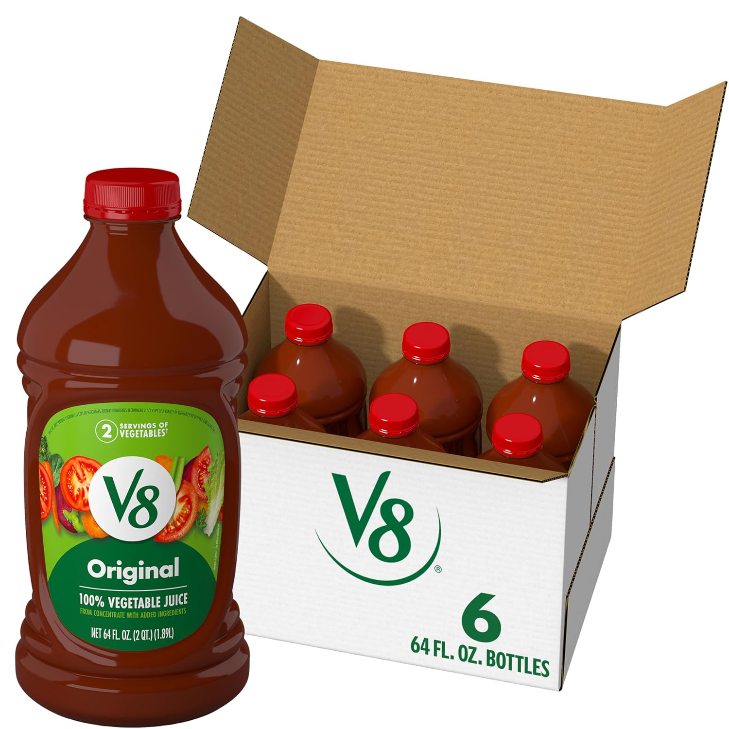 V8 Original 100% Vegetable Juice, 12 fl oz Bottle (12 Pack)