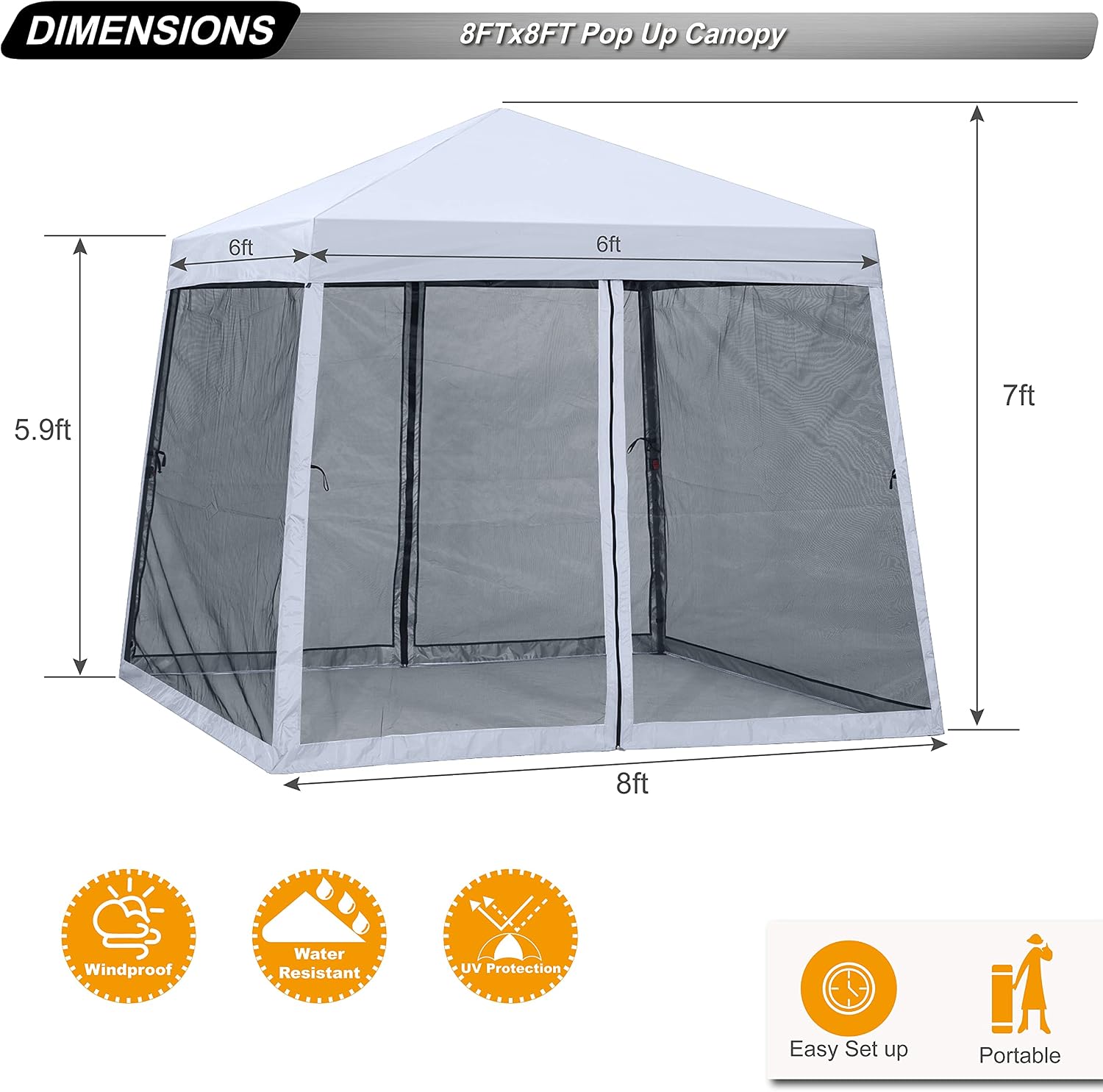 ABCCANOPY 10x10 Pop Up Canopy Tent, Slant Leg Outdoor Shade, Dark Gray