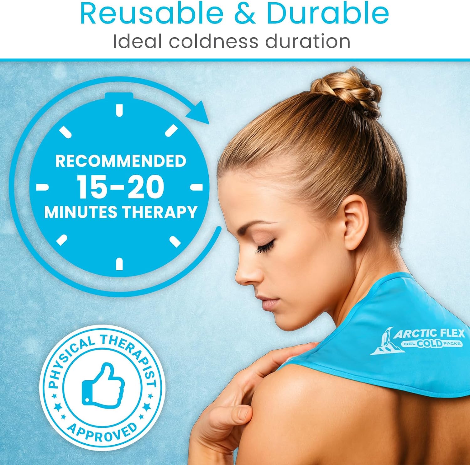 Arctic Flex Neck Ice Pack - Cold Compress Shoulder Therapy Wrap - Cool | Reusable Medical Freezer Gel Pad for Swelling, Injuries, Headache, Cooler (Large (1 Pack))