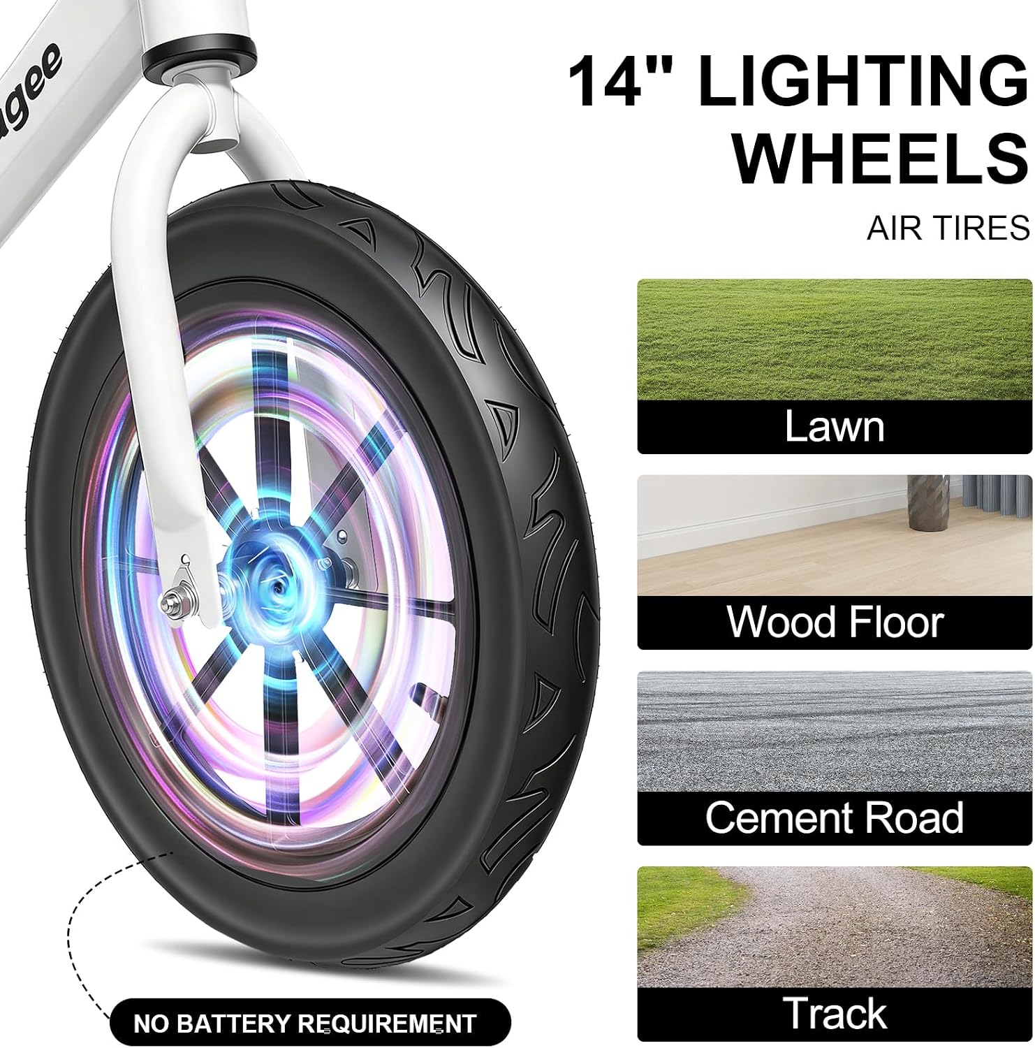 Toddler Balance Bike, 14" Lighting Wheels, Air Tires, Kids' Balance Bikes for 3-6 Years Old with Adjustable Seat