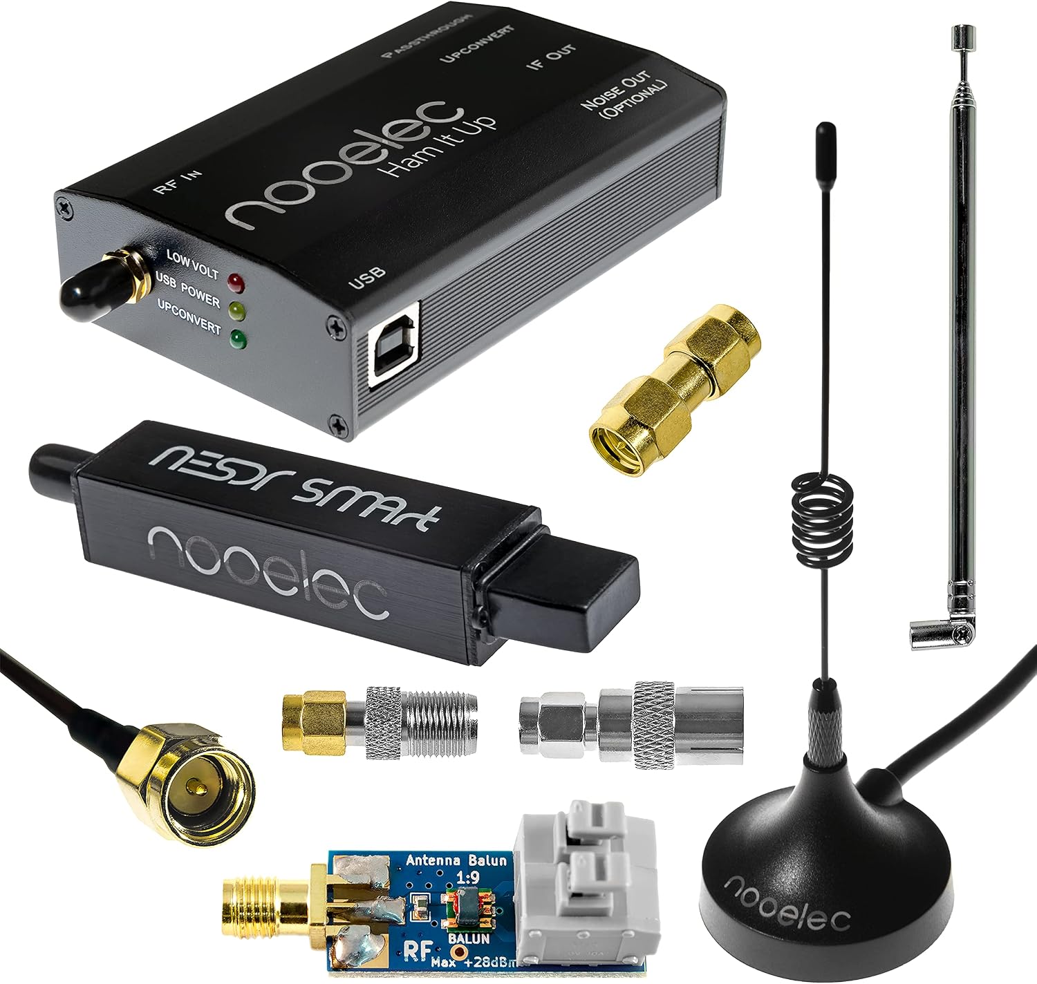 Nooelec NESDR Smart HF Bundle: 100kHz-1.7GHz Software Defined Radio Set for HF/UHF/VHF Including RTL-SDR, Assembled Ham It Up Upconverter, Balun