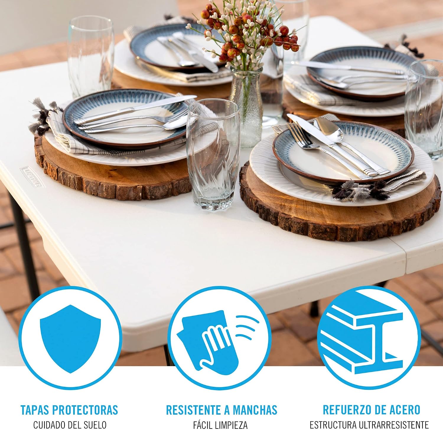LIFETIME 80273 Fold in Half Square Table, 34 Inch, White