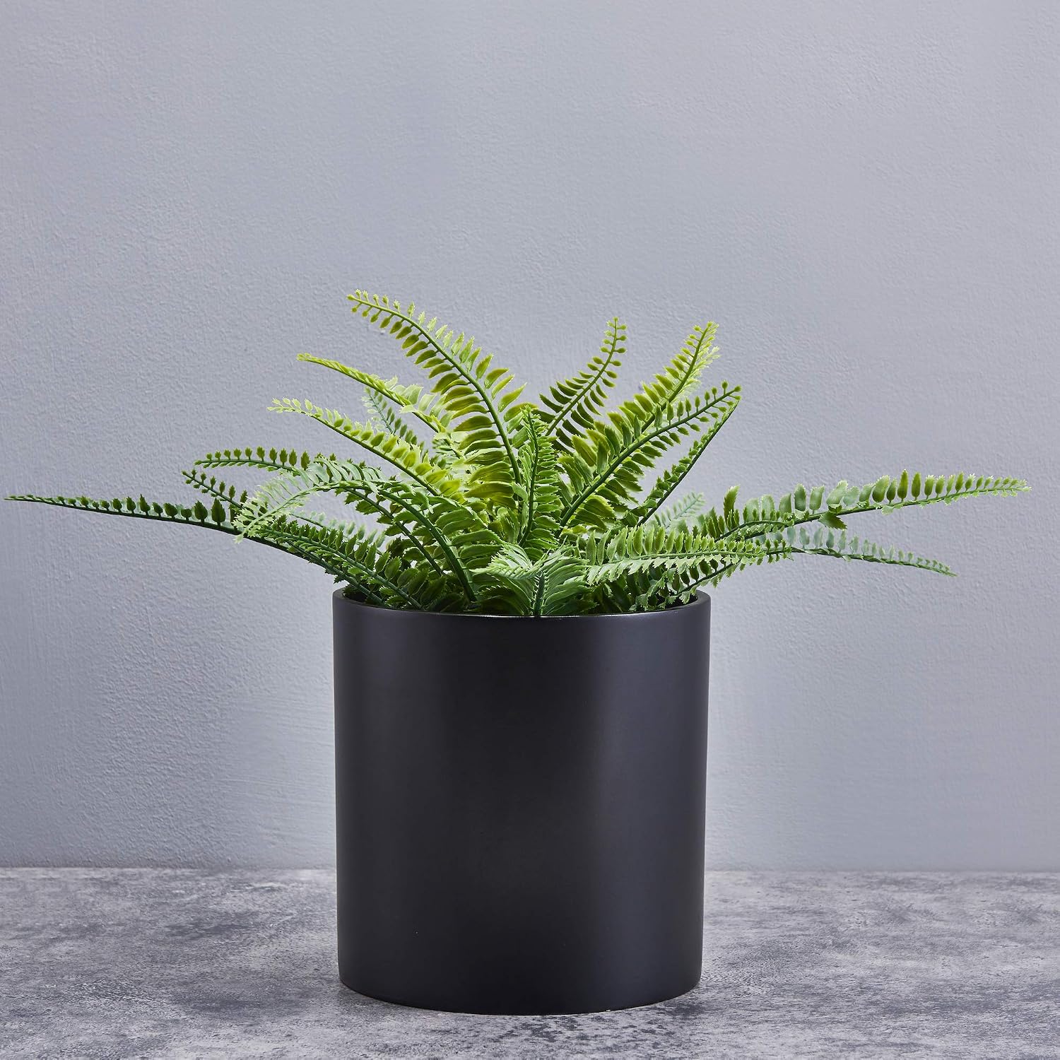 FaithLand 14 Inch Fiberstone Planter - Lightweight Modern Cylinder Plant Pot with Drainage Hole & Plug, Indoor Outdoor Use, Matte White