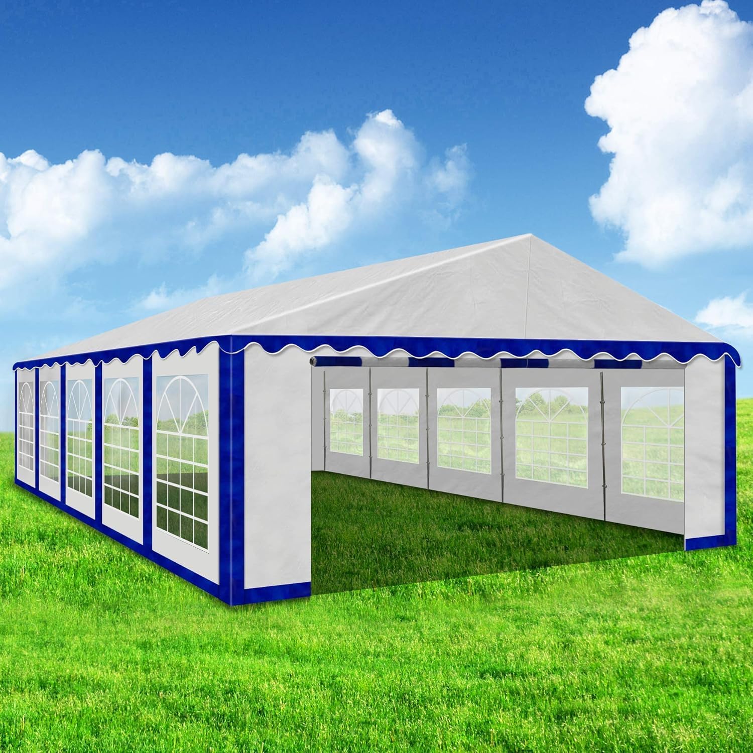 AMERICAN PHOENIX Party Tent 20x20 ft Heavy Duty Canopy Shelter for Wedding Event Fair with Fire Retardant Roof with Sidewalls and Windows White (20x20 - PE)