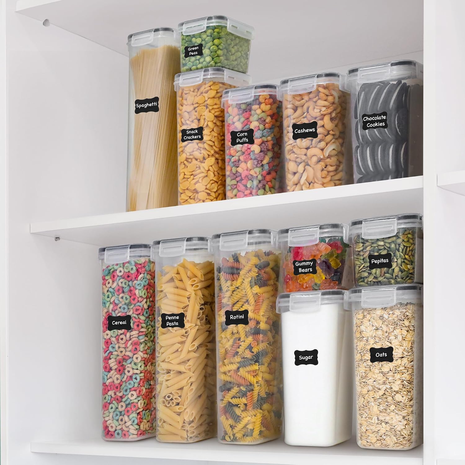 Freshware Kitchen Storage Containers with Lids, 48 PCS Airtight Food Storage Containers, Plastic Kitchen Containers, Pantry Containers for Cereal