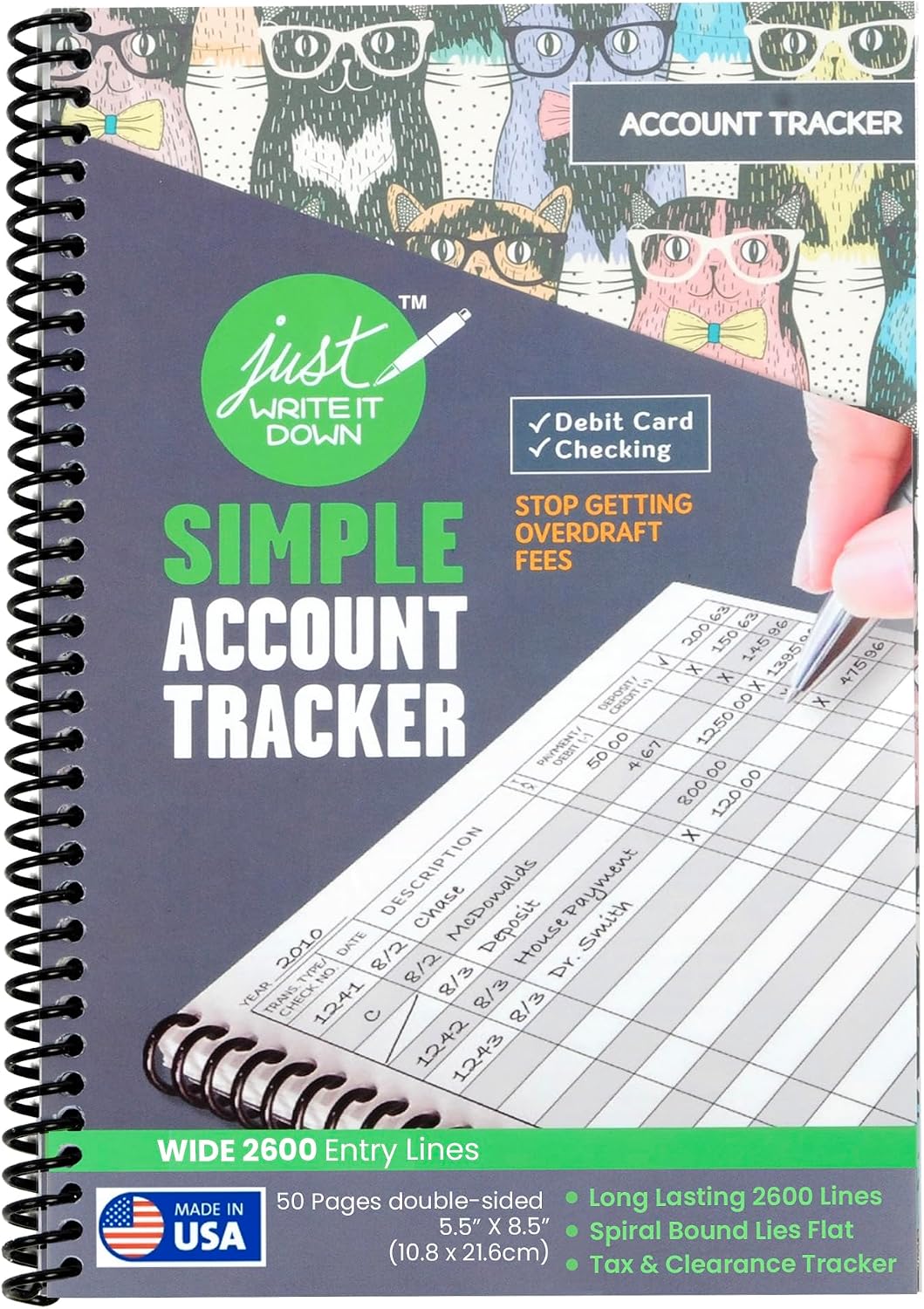 The Superior Register's Premium Check Book Register & Debit Card Ledger Notebook - Checking Account Register, Business Ledger, Cash Log & Expense Tracker - Standard Edition - 1 Pc, Teal