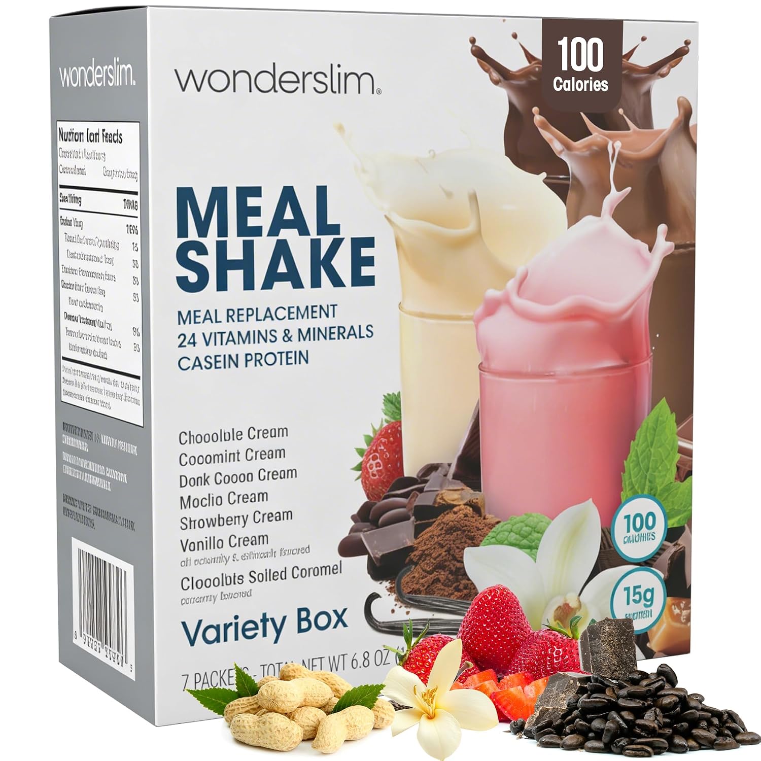 WonderSlim Protein Meal Replacement Shake – 15g Protein, 24 Vitamins & Minerals, Low Carb, Low Calorie, Gluten Free – Meal Replacement Drink for Weight Management, 7 Count Packets (Dark Cocoa Cream)