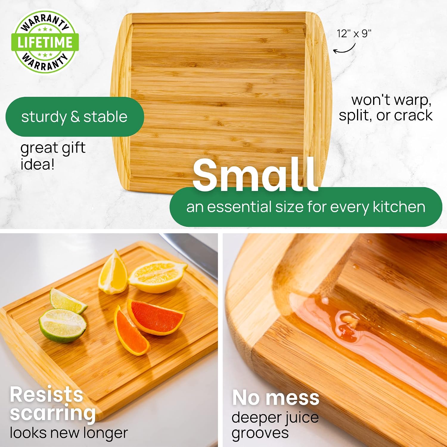 INDESTRUCTABLE Bamboo Cutting Board (Extra Large) with Vertical Grain Strength Technology - Non Toxic, Spacious and Lightweight 18" XL Chopping Board Gift - Replacements for Life