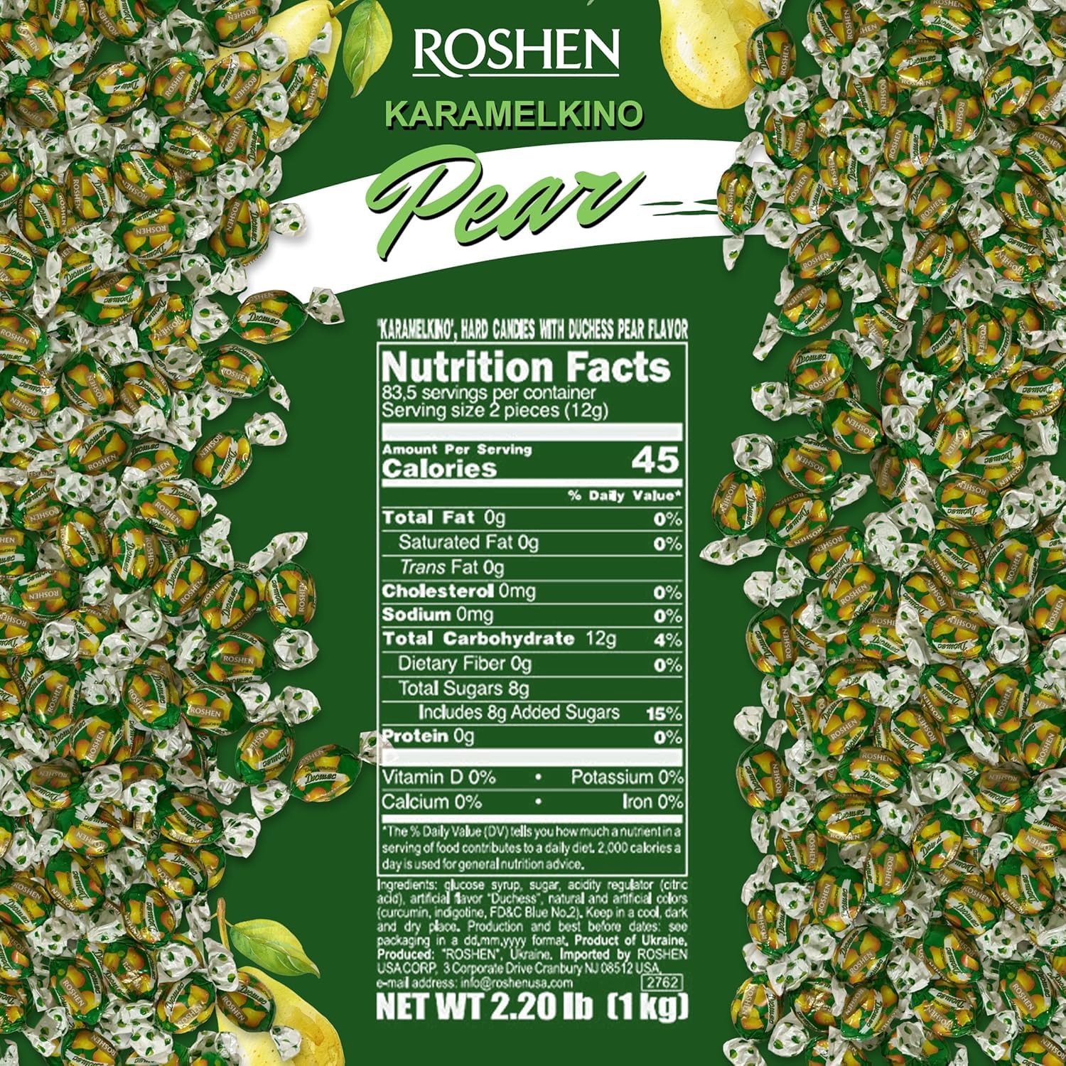 Roshen Citrus Mix Hard Candy – Assorted Fruit Flavors, Individually Wrapped, Bulk 2.2 lbs (1 kg) – Approx. 144 Pieces – Orange