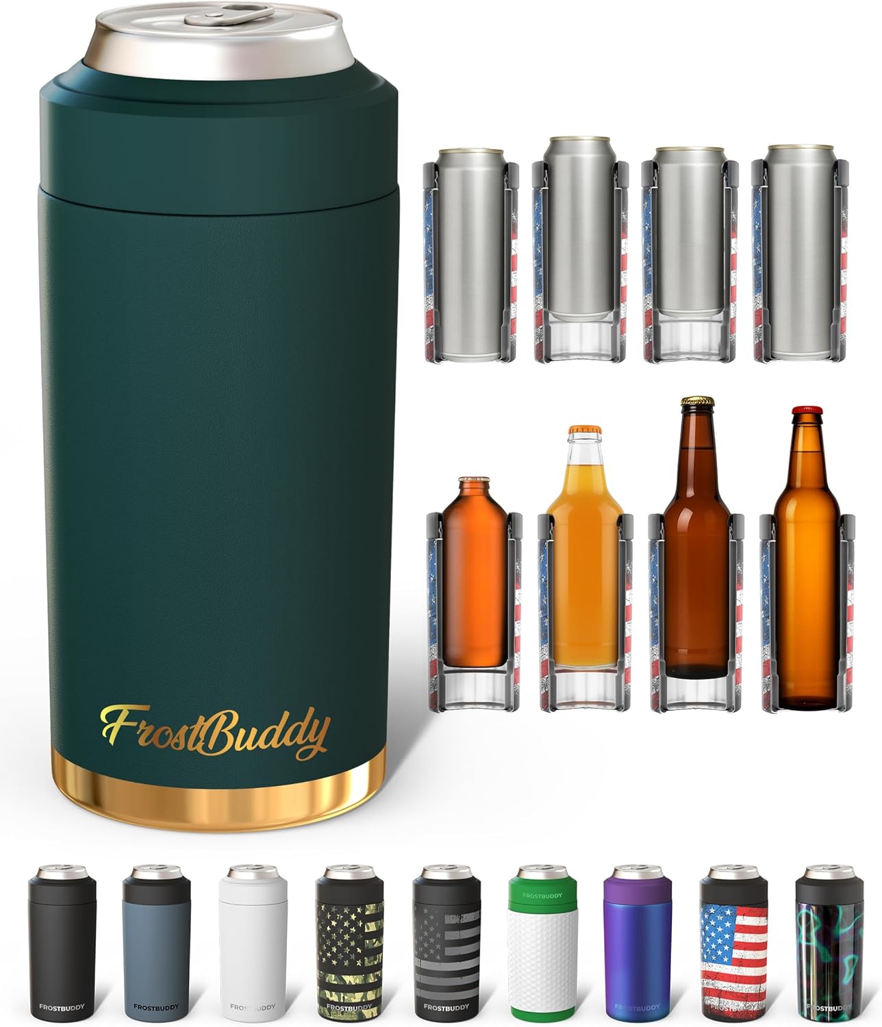 Frost Buddy Universal Can Cooler - Fits Slim Cans, 12 & 16oz (MatteBlack)