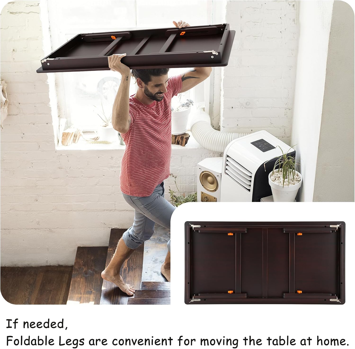 Nnewvante Large Floor Desk Foldable Tray for Adults, Bamboo 33.5 x 17.7in