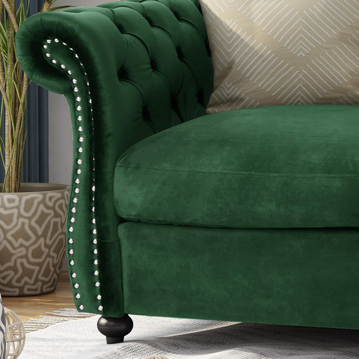 Christopher Knight Home Karen Traditional Chesterfield Loveseat Sofa, BlackBerry and Dark Brown, 61.75 x 33.75 x 27.75