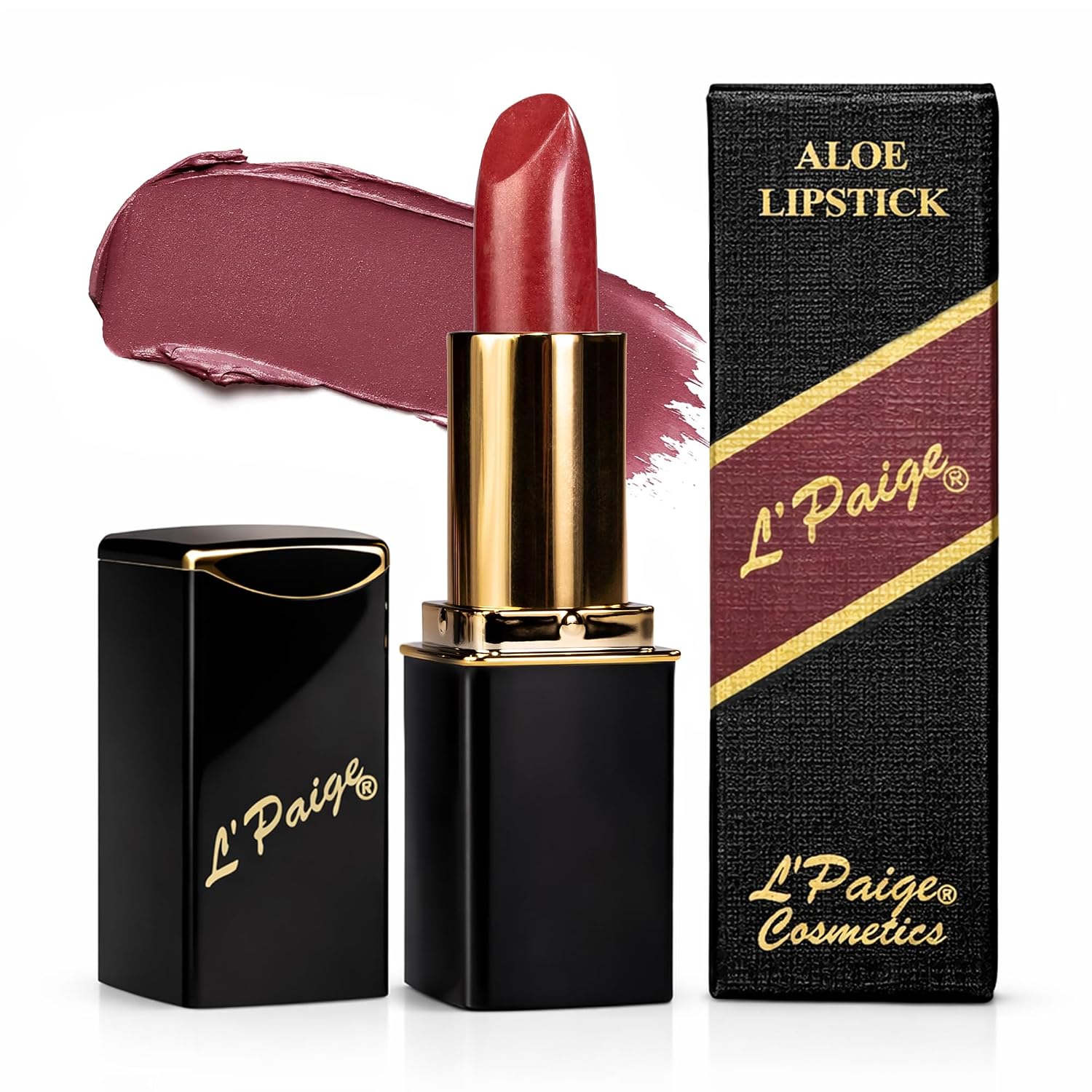 L’Paige Rosy Pearl Lipstick | Sheer Neutral Rose Lip Color | Aloe Vera Moisturizing Formula | Long-Lasting Hydrating Finish | Soft Silvery Pink Shade L56