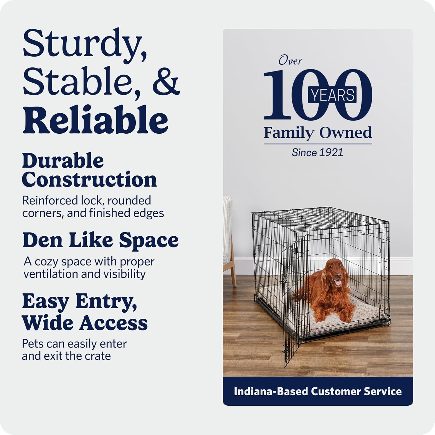 MidWest Homes for Pets 48-Inch iCrate for Extra-Large Breeds, 90-110 lbs, Single Door Folding Dog Crate with Divider Panel, Leak-Proof Tray & Secure Latches, Portable, Durable & Easy to Assemble