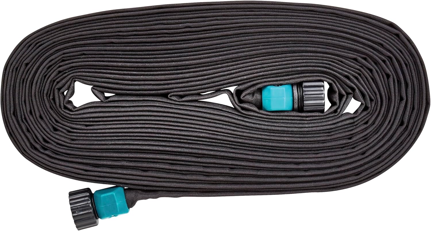 Gilmour 50' Black Flat Weeper Soaker Hose for Garden Beds, Drip Irrigation Outdoor Hose, Flexible Garden Hose for Vegetable Gardens, Flower Beds