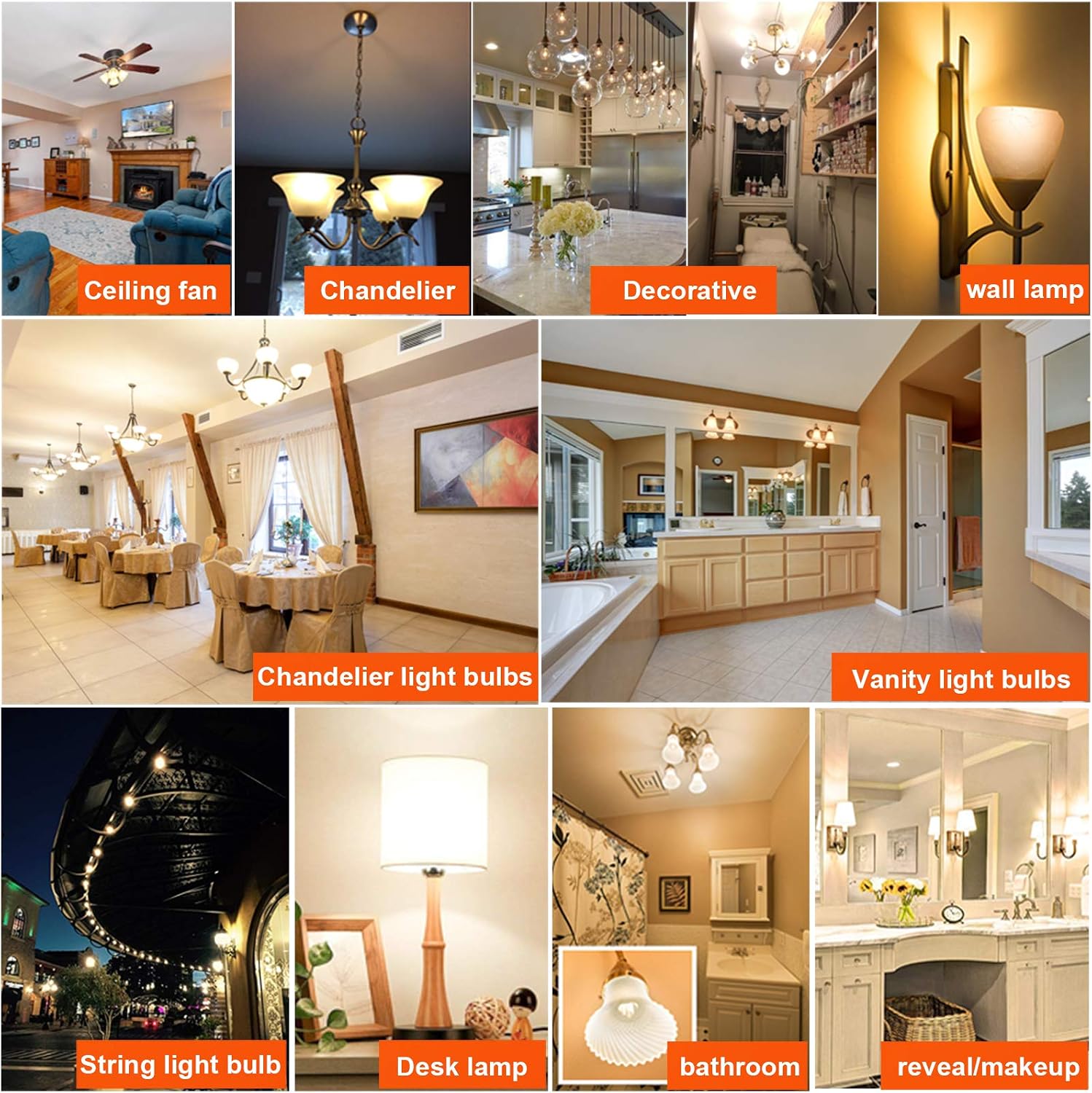 Litehistory e12 led bulb dimmable g16.5 Light Bulb 4W Equal 40 Watt 400lm AC120V e12 Candelabra Bulb 40 Watt for Chandeliers,Ceiling Fan,Vanity Warm White 2700K Globe candelabra Light Bulb 6Pack