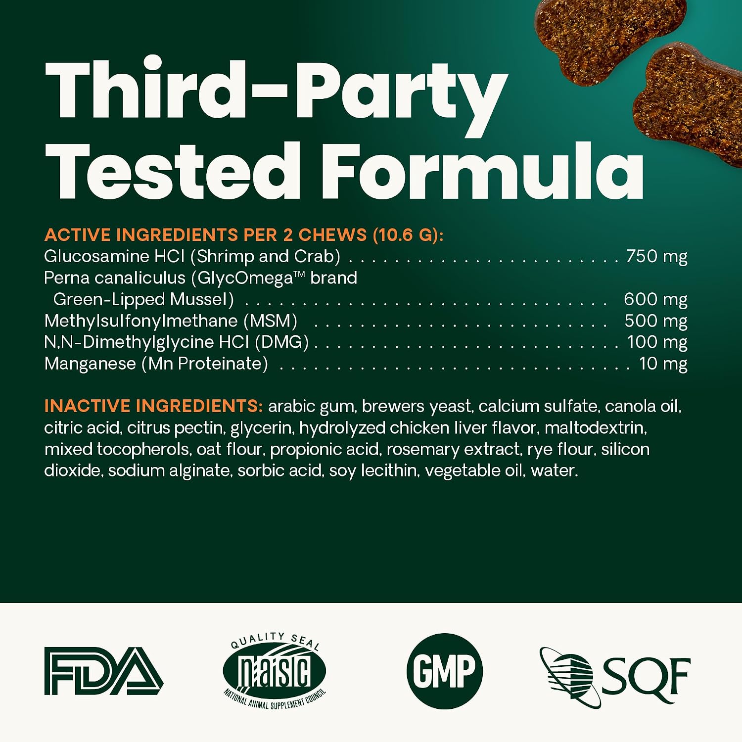 VetriScience Healthy Hip & Joint Chews, GlycoFlex Glucosamine and Green-Lipped Mussel Joint Support Supplement for Dogs, Promote Mobility and Protect Joints, Chicken, 120 Count