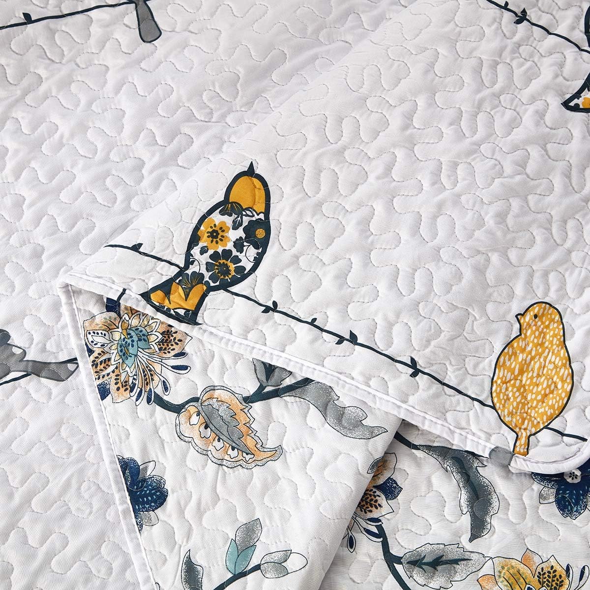 Royal Hotel Ayat Birds Oversized Coverlet Set Queen Size – Luxury Queen Quilt Bedspread, All Season Soft Filled Quilts