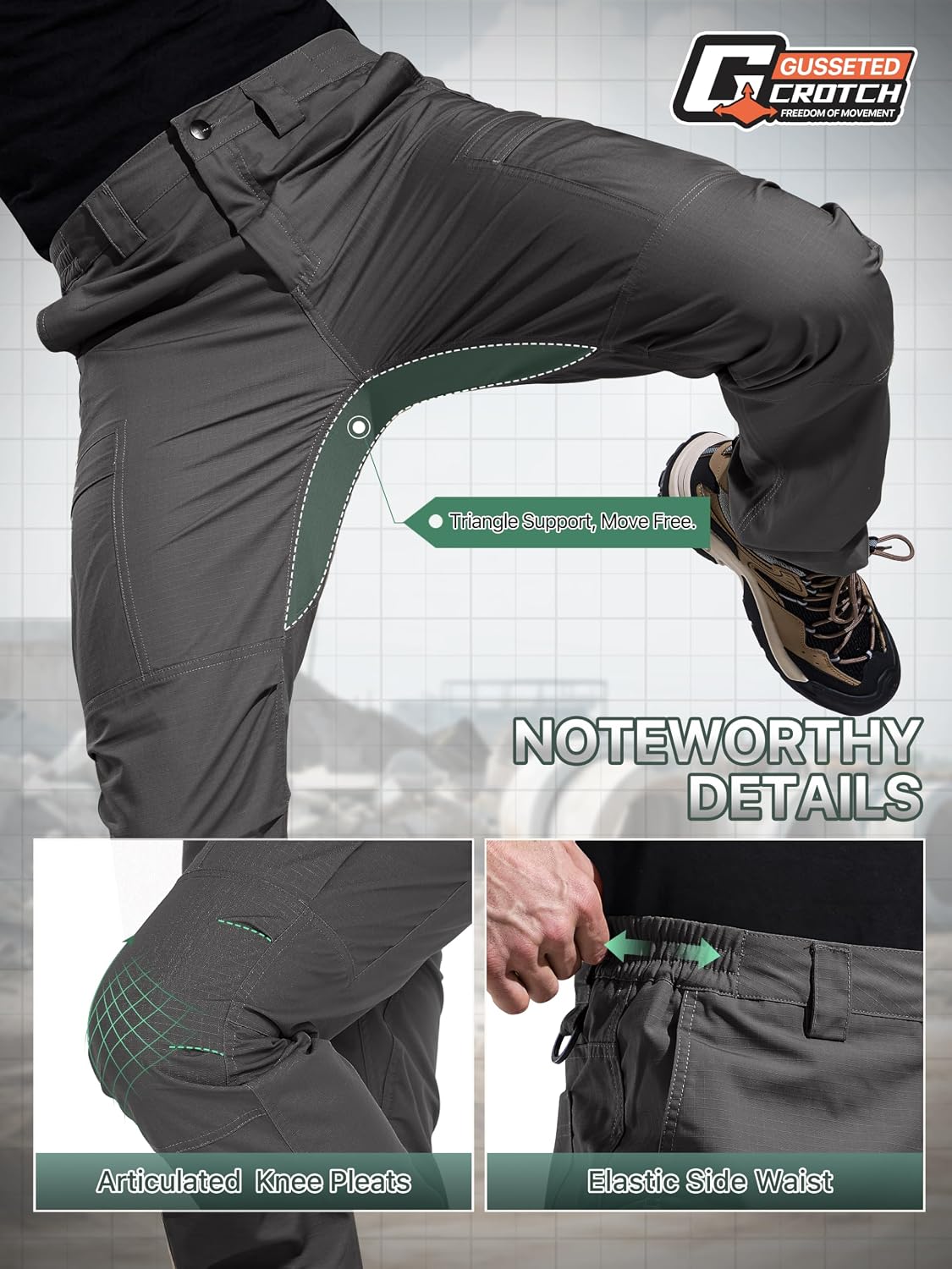 FREE SOLDIER Mens Cargo Work Tactical Pants Ripstop