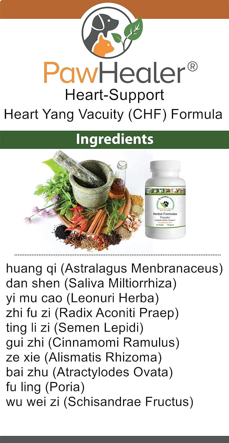 Heart Support - Heart-Yang Vacuity (CHF) - Coughing, Gagging, Wheezing Due to Heart Condition - 100 Grams-Herbal Powder-Remedy for Dogs & Pets