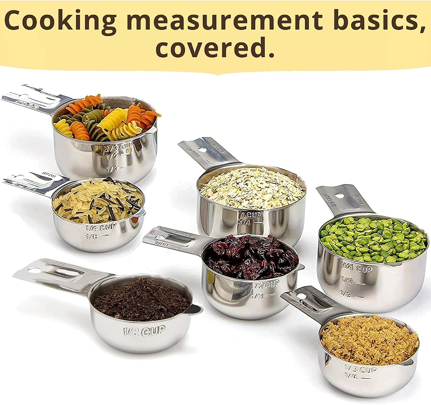 Simply Gourmet Measuring Cups & Spoons Set of 12, 18/08 Stainless Steel Kitchen Gadgets, Stackable Design with Long Handle Spoons, Fits in Spice Jars, Cooking & Baking Set for Dry & Liquid