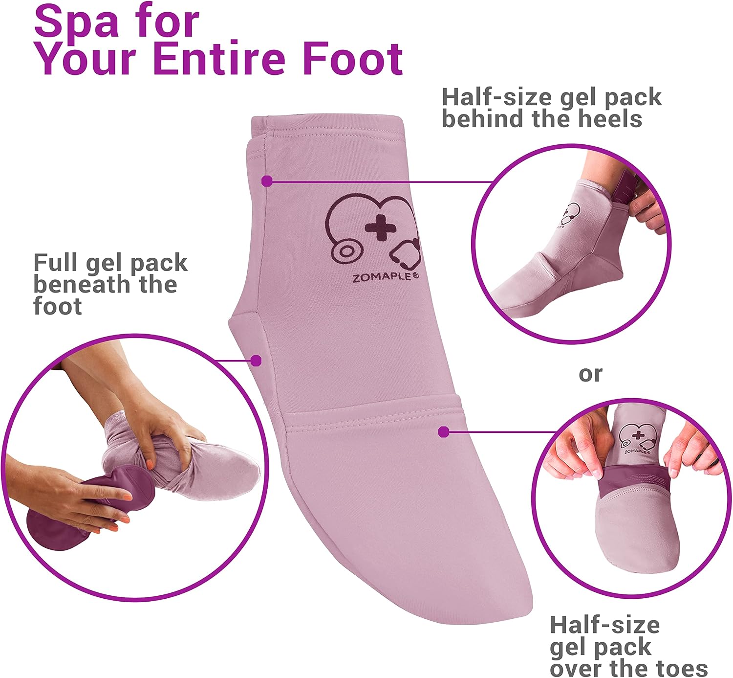 Zomaple Cold Therapy Socks, 2 Gel Packs for Neuropathy & Hot Feet Comfort