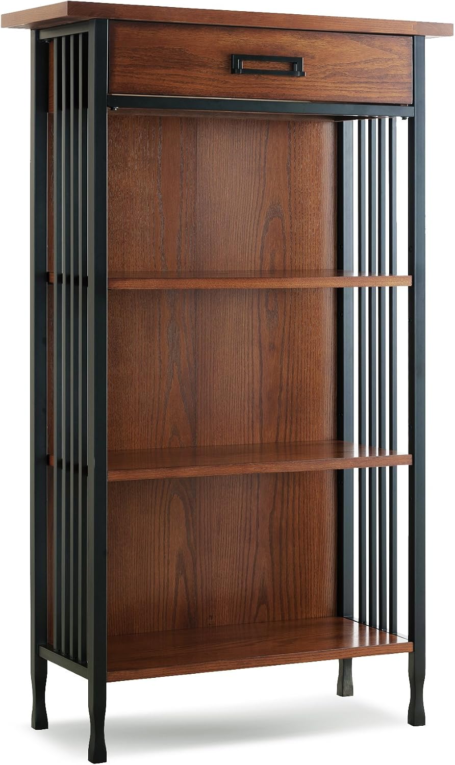 Leick Home Mission Corner Bookcase, 36", Mission Oak | Adjustable Shelves, Freestanding, Traditional, Wood, Furniture, 82263
