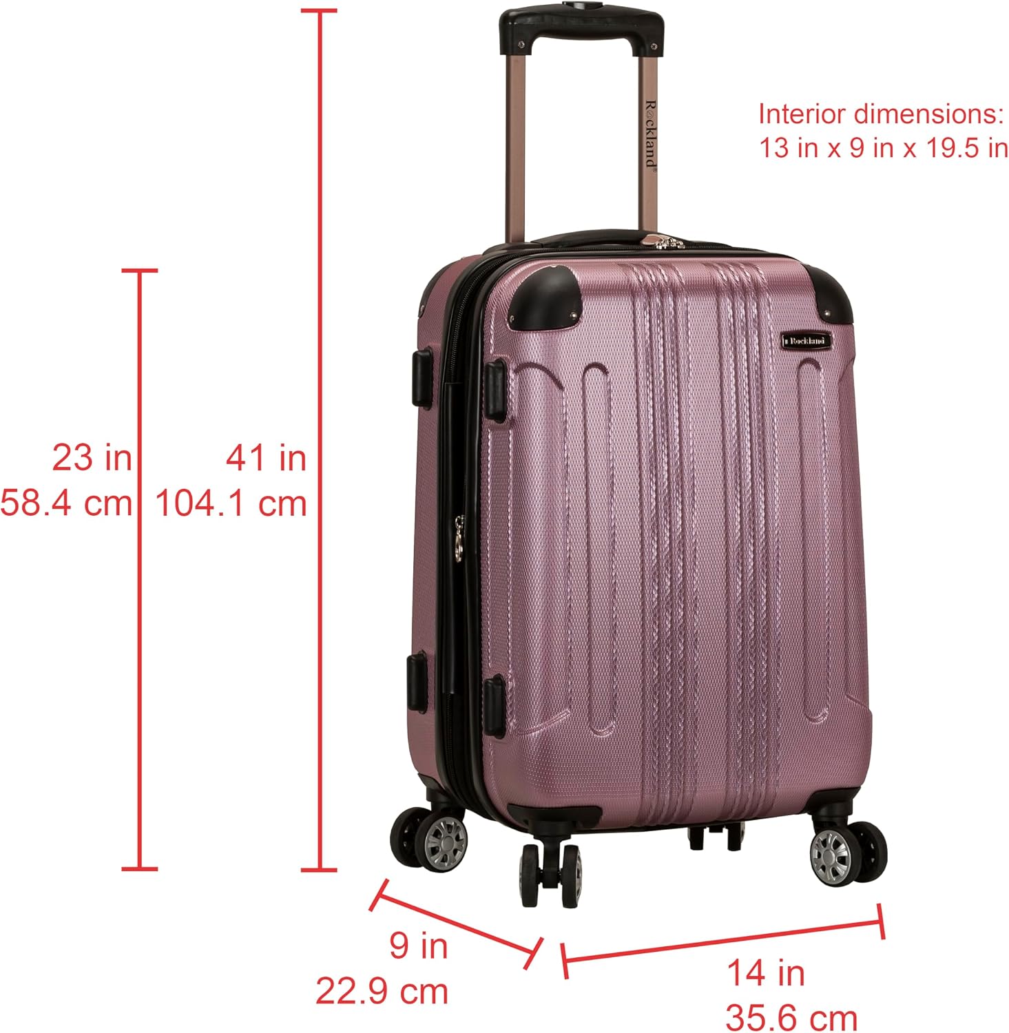 Rockland London Hardside Spinner Wheel Luggage, White, 3-Piece Set (20/24/28)