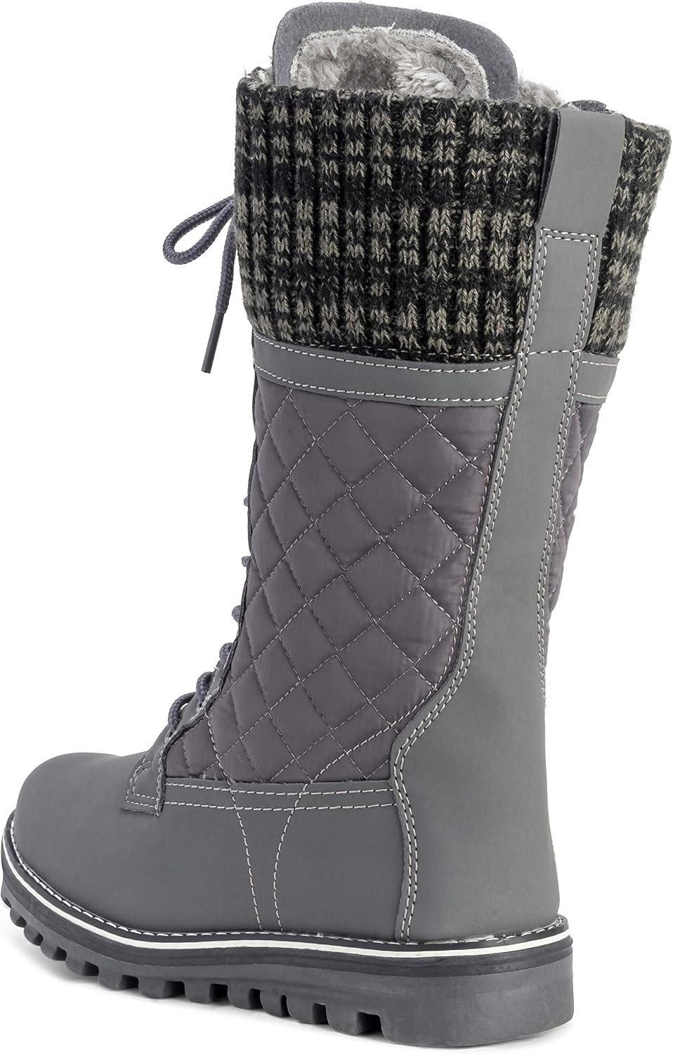 POLAR Womens Faux Fur Warm Thermal Waterproof Outdoor Walking Snow Winter Rubber Sole Calf Boots