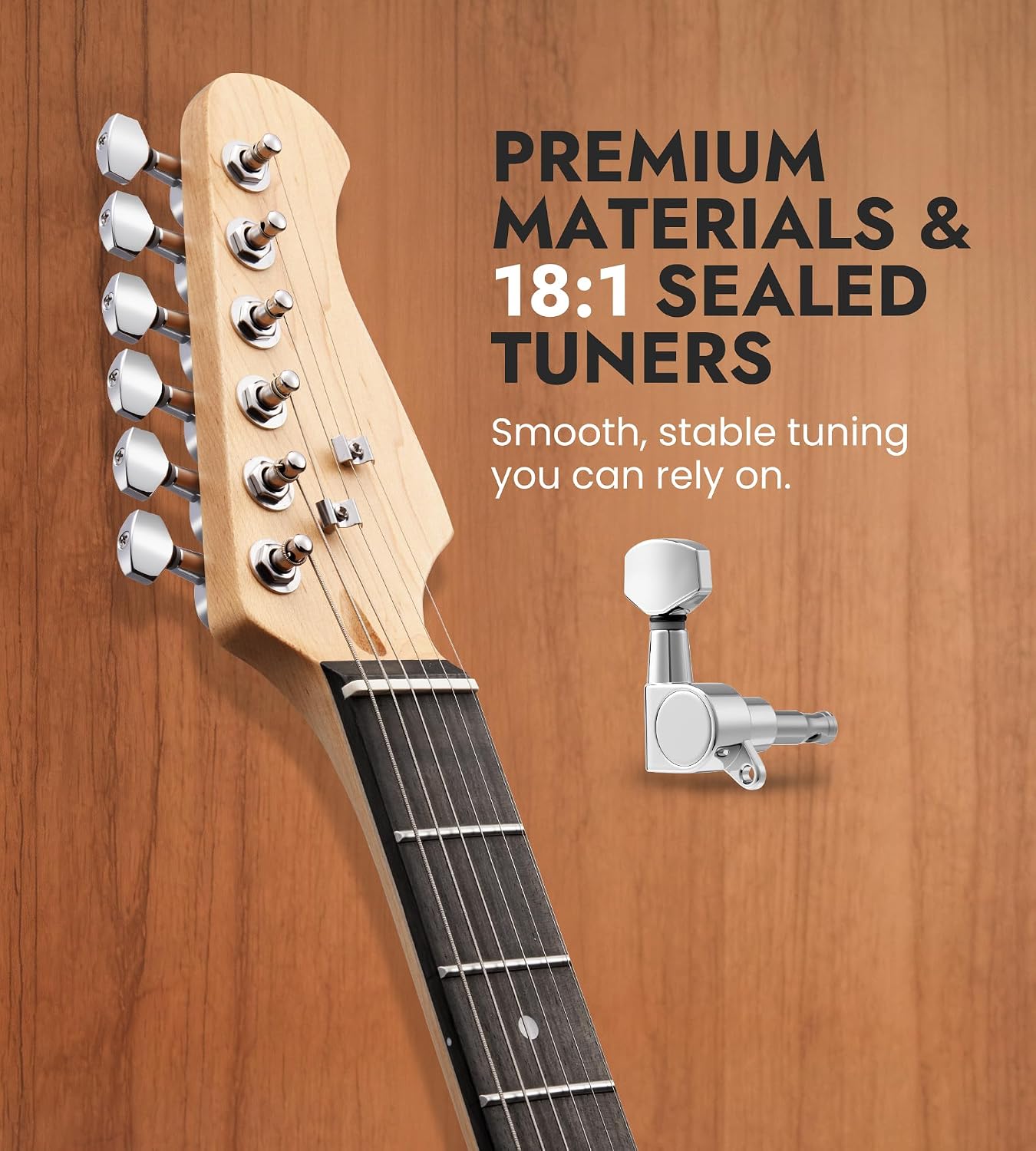 Tostar DIY Electric Guitar Kit, Solderless, Multi Sanded Polished Body, ST | Mahogany Body, Canadian Maple Neck, SSS Pickups, 6 String Tremolo Bridge, Complete Accessories, Hands On Learning