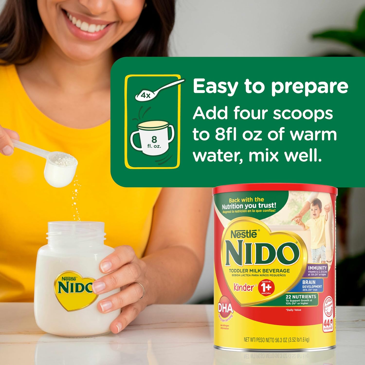 Nido NESTLE Kinder 1+ Powdered Milk Beverage 1.76 lb. Canister