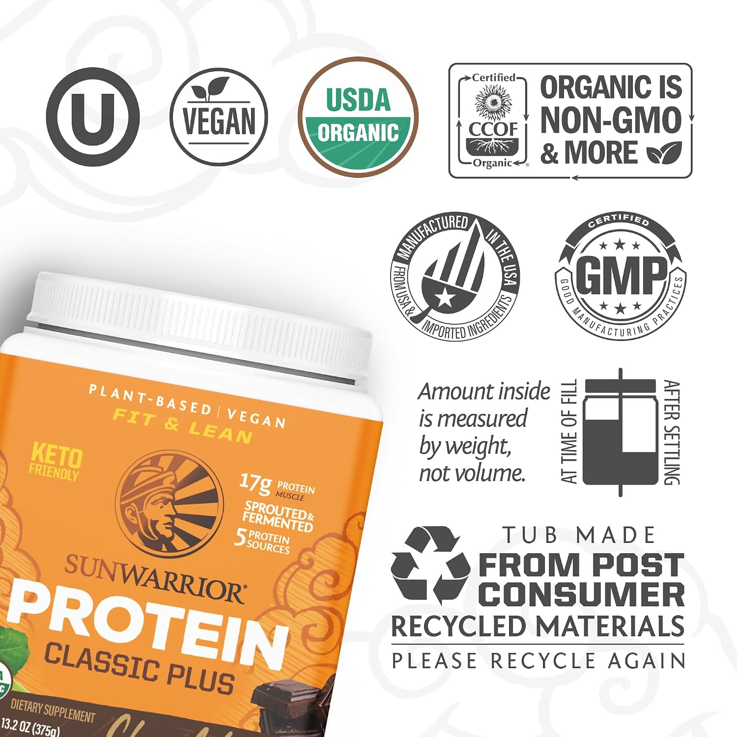 Clean Vegan Protein Powder Vanilla | Organic Protein Powder Plant Based Formula with 5 Superfood Blend Sprouted & Fermented | Non-GMO Low Carb Soy Dairy & Gluten Free (Vanilla, 30 Servings)