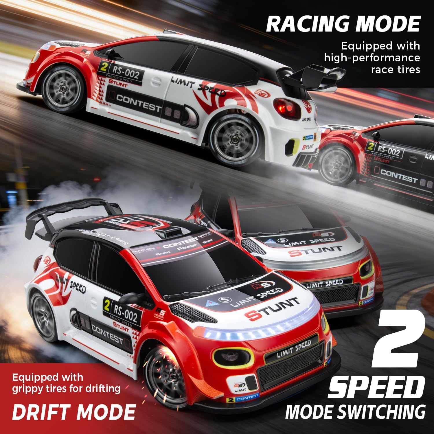 RC Drift Car Purple Racing Livery 1/24 Remote Control Car for Adult | 20KM/H 4WD Low/High Speed RC Cars with LED Lights, Extra Drifting Tires, Vehicle for Kids Boys Girls Beginners Indoor Outdoor