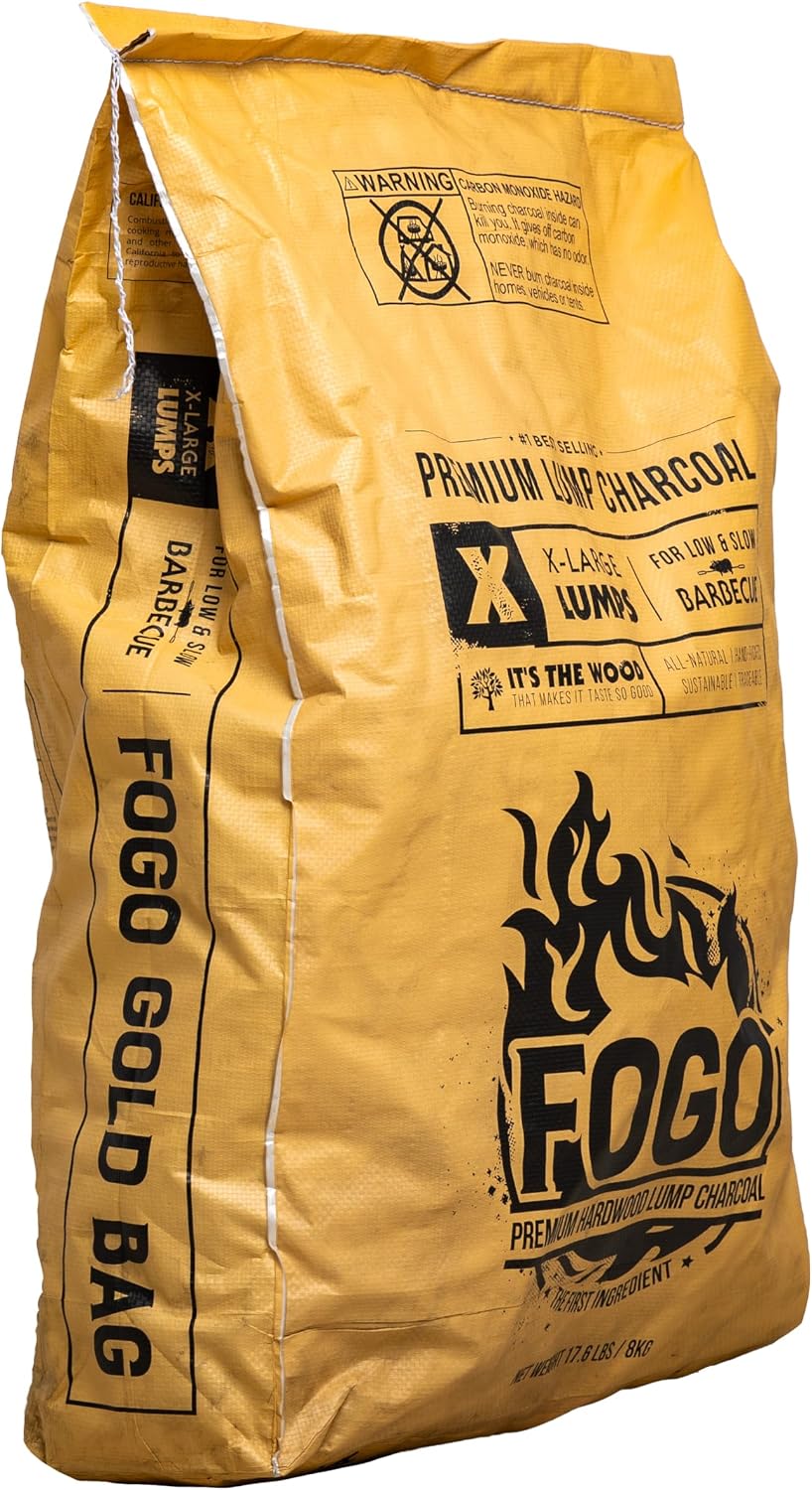 FOGO Super Premium Hardwood Lump Charcoal, Natural, Large Sized Lump Charcoal for Grilling and Smoking, Restaurant Quality, 35 Pound Bag