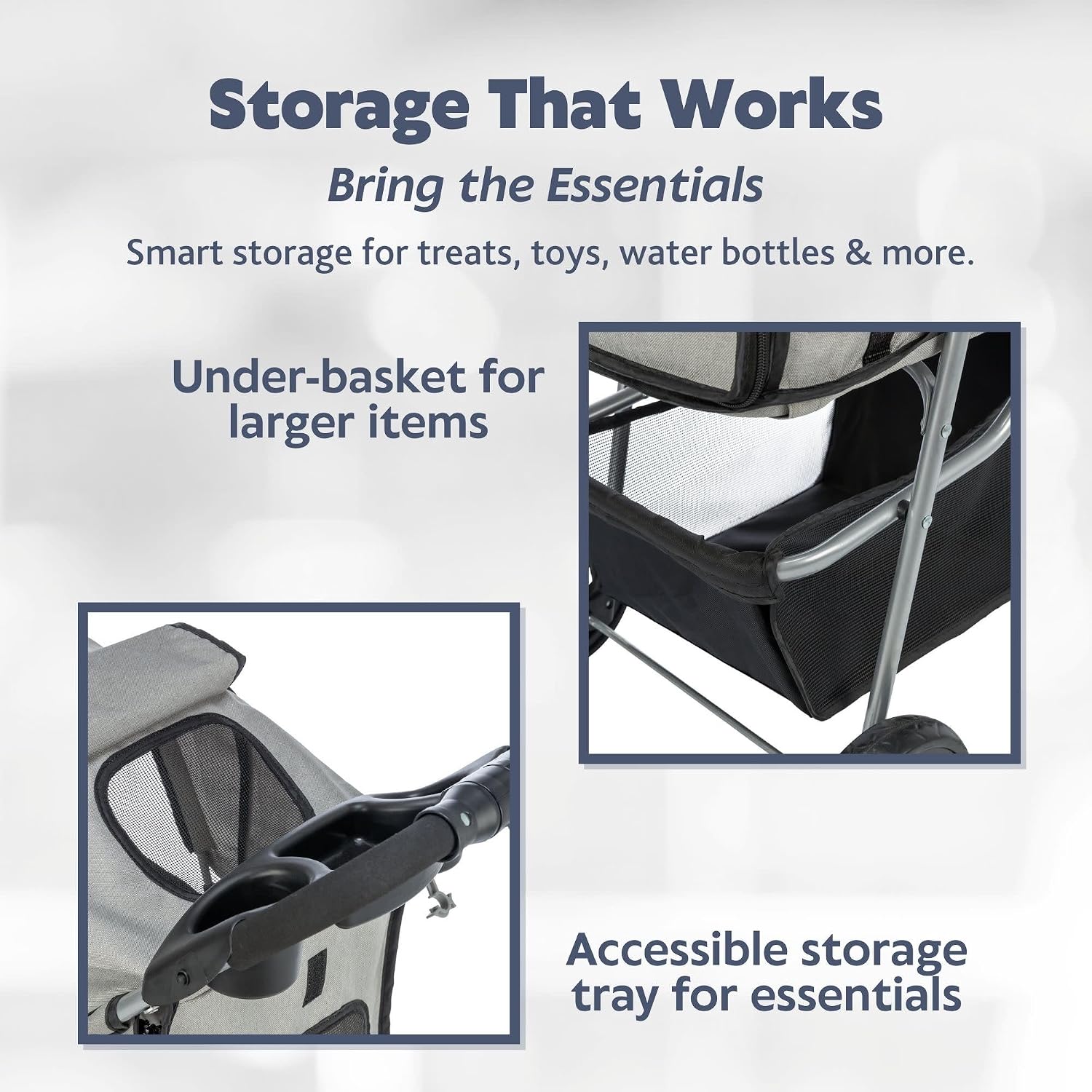 TRIXIE Foldable Pet Stroller for Cats and Dogs, Pet Carrier Strolling Cart with Weather Cover, Storage Basket, Cup Holder, Black | Lightweight, Compact and Portable, Easy to Travel