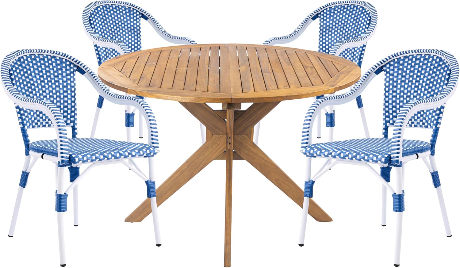 Christopher Knight Home Gwendolyn Outdoor French Bistro Chairs (Set of 4), Black + White + Bamboo Print Finish