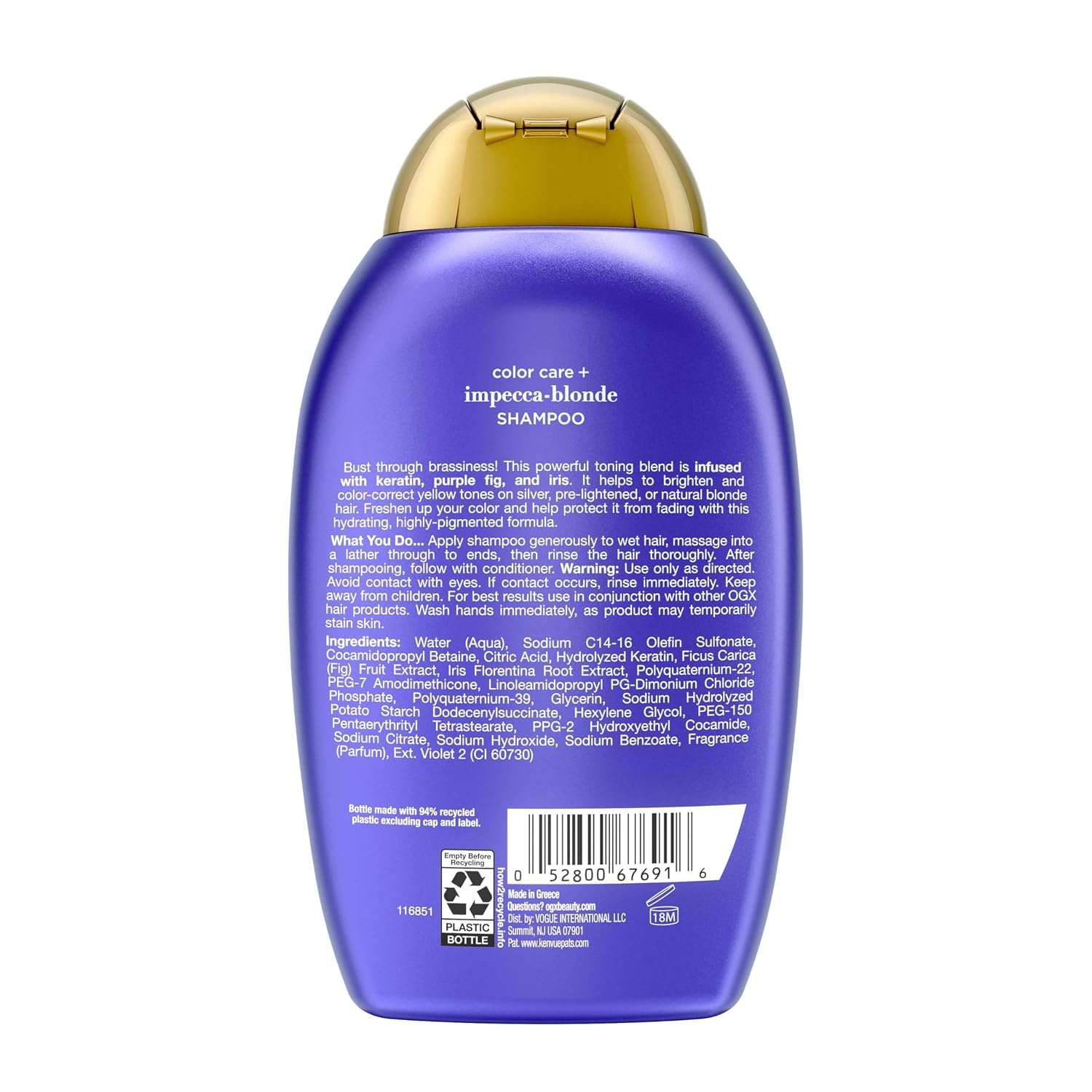 OGX Color Care + Impecca-Blonde Purple Shampoo, 13 fl oz