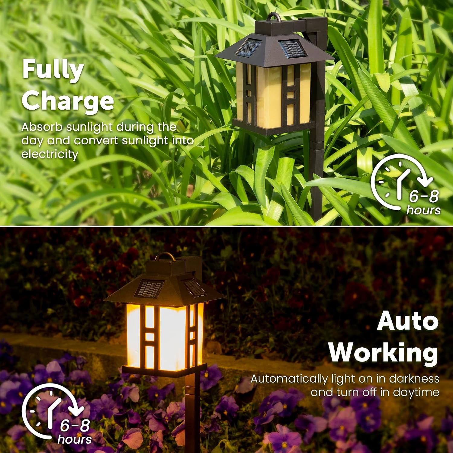 GIGALUMI Japanese Decor Solar Lights for Outside, Pathway Lights 4 Pack - Lawn/Patio/Yard/Walkway/Driveway Decoration | Japanese Style, Pathway Lights