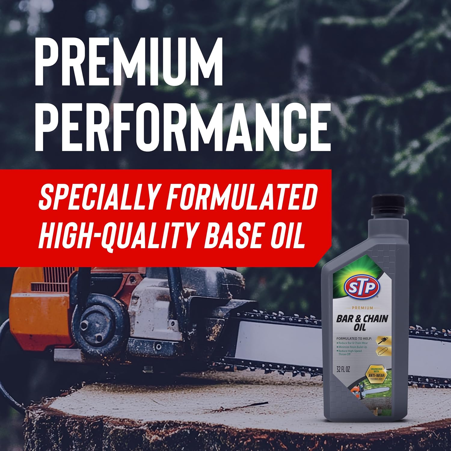 STP Premium Chainsaw Bar Oil, Minimizes Bar and Chain Wear, 32 fl oz