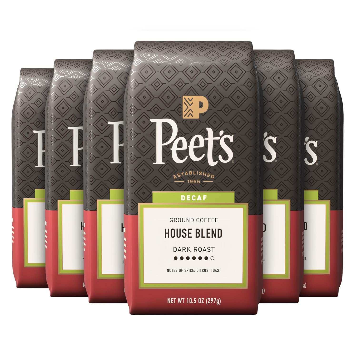 Peet's Coffee, Dark Roast Ground Coffee, Decaffeinated Arabica Coffee - Decaf Major Dickason's Blend 10.5 Ounce Bag