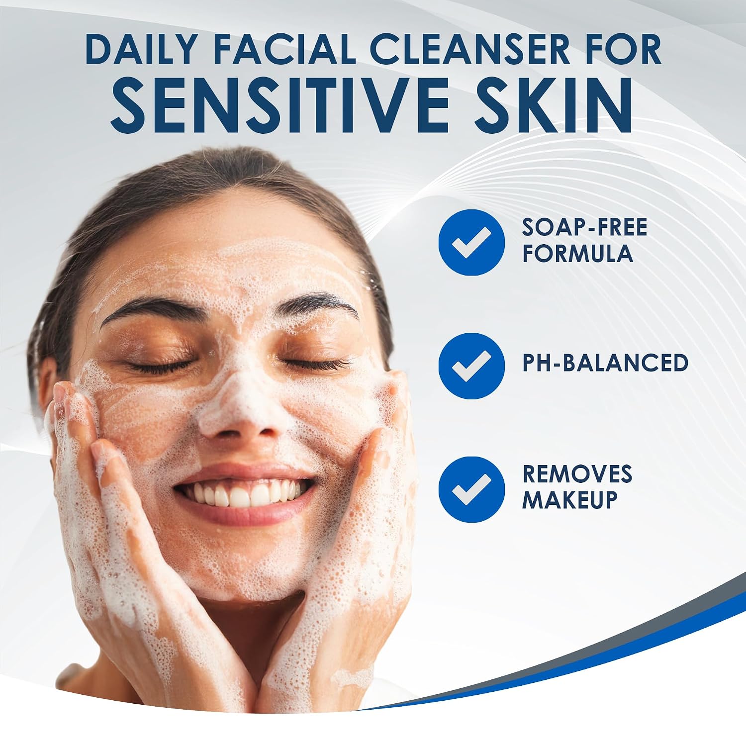 Vanicream Gentle Facial Cleaner with Pump Dispenser, 8 Fl Oz, Formulated without Common Irritants for Sensitive Skin, Removes Makeup, Dirt & Excess Oils, Non-Comedogenic, pH-Balanced Face Wash