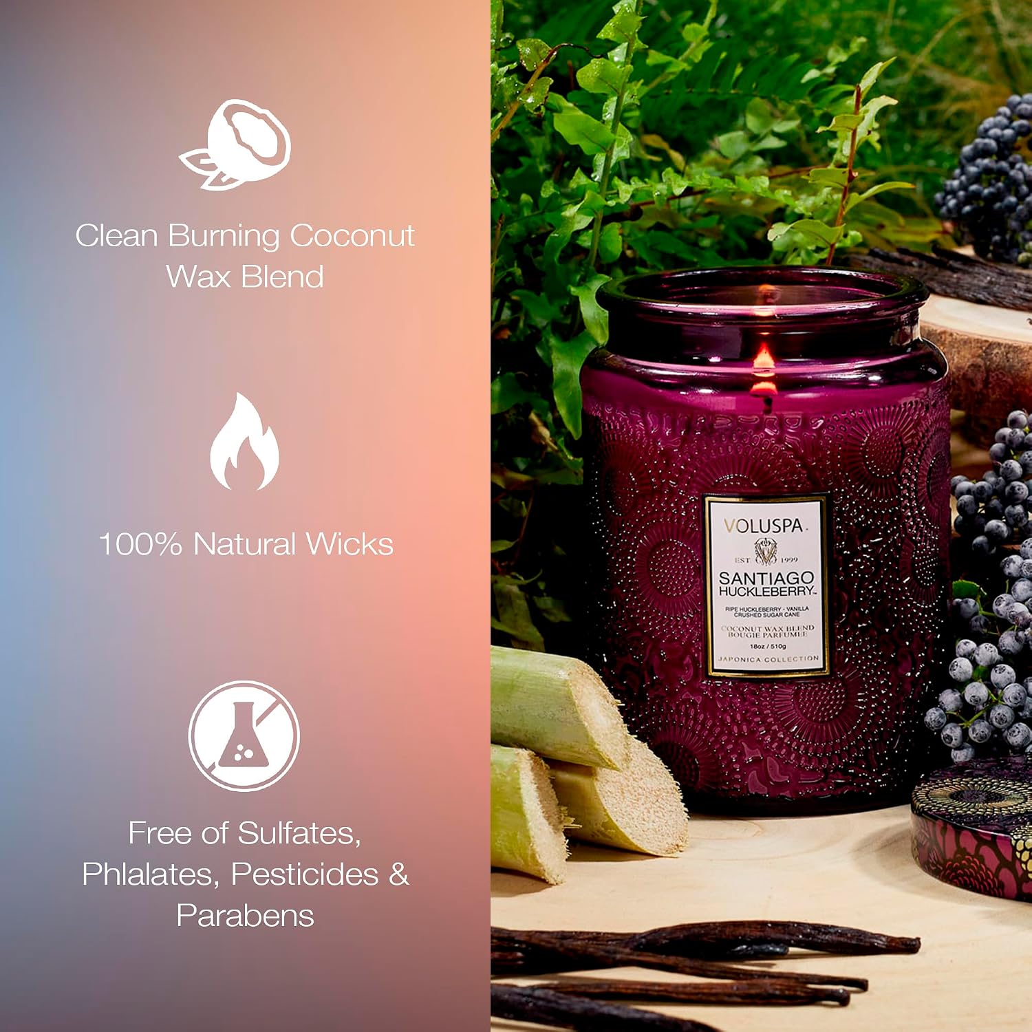 Voluspa French Cade Lavender Large Scented Candle Jar 18 Oz, 100 Hr Burn | Coconut Wax Blend in Decorative Glass, Clean Even Burn, USA Handcrafted Gift for Hosts, Fragrance Lovers & Relaxed Rooms