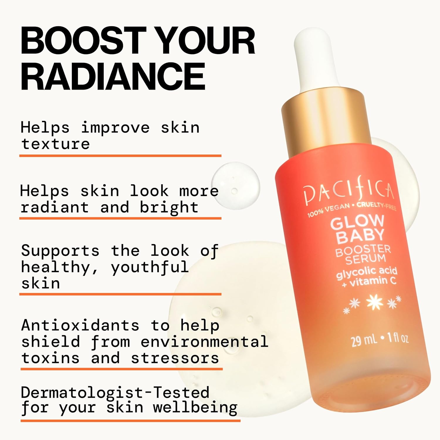 Pacifica Vitamin C Serum for Face – Glow Baby Brightening Facial Serum with Glycolic Acid – Vitamin C Booster Skin Care, Dark Spot Corrector, Vegan Skincare for Glowing Skin, Dermatologist Tested