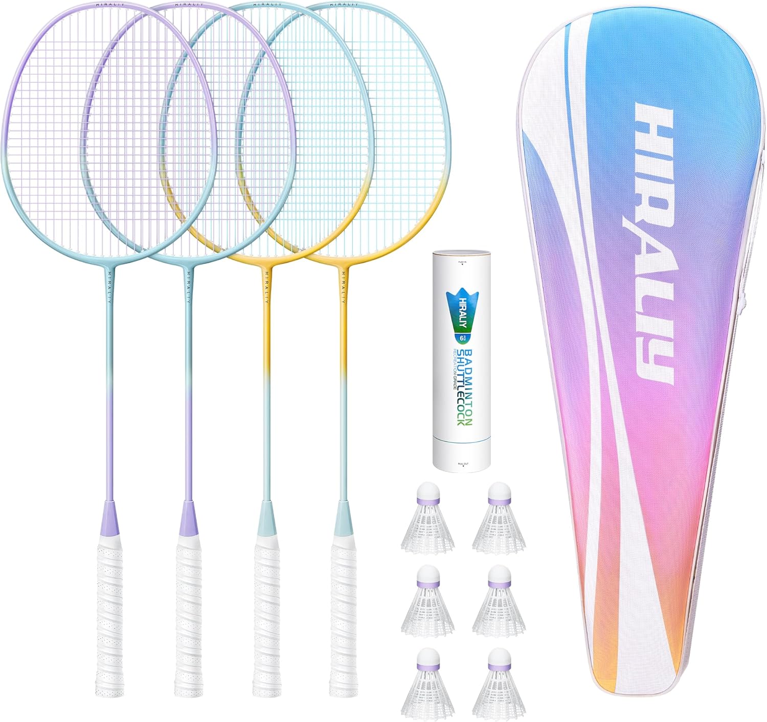 HIRALIY Badminton Rackets Includ 2/4 Rackets, 6/12 Birdies, 1 Carrying Bag